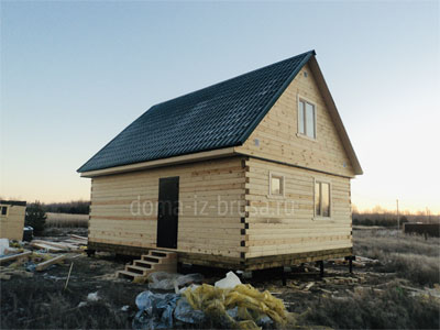 Фото 1. Дом «Денис» 6х8 м из бруса, построенный на средства материнского капитала в Московской области