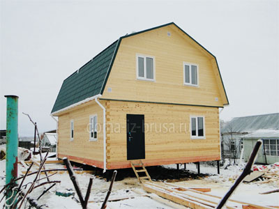 Дом 7х9 из сухого профилированного бруса в Ясногорском районе Тульской области.
