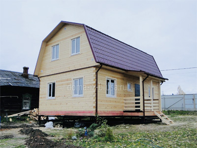 Фото 1. Дом «Маркел» 6х9 м (+ крыльцо 1,5х3 м) из сухого профилированного бруса в Серпуховском районе Московской области.